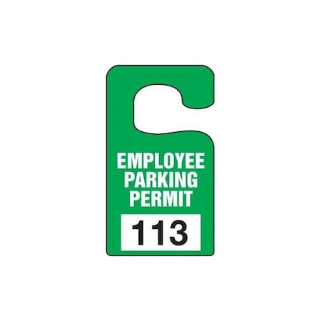 Accuform Parking Permit Tag, EMPLOYEE PARKING PERMIT Numbered 500-599, Orange, 5in x 3in, 100PK TNT250ORF